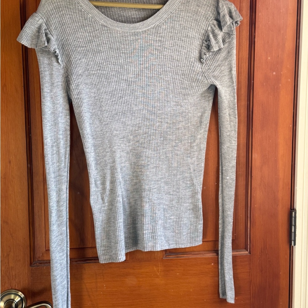 Madewell Heather Gray Ribbed Long Sleeve Top